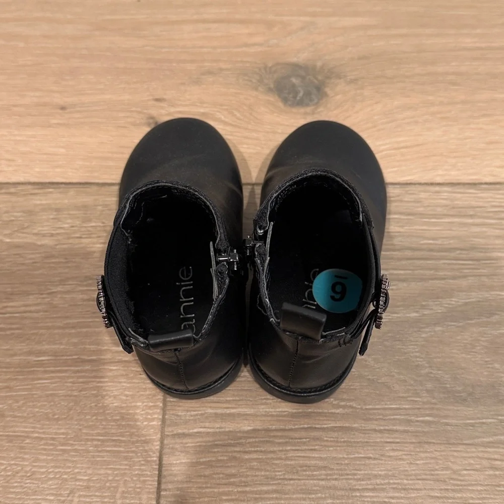 ANNIE Black Edover Bootie Side Zip‎ Fall Winter Ankle Boots Toddler Girl Size 6